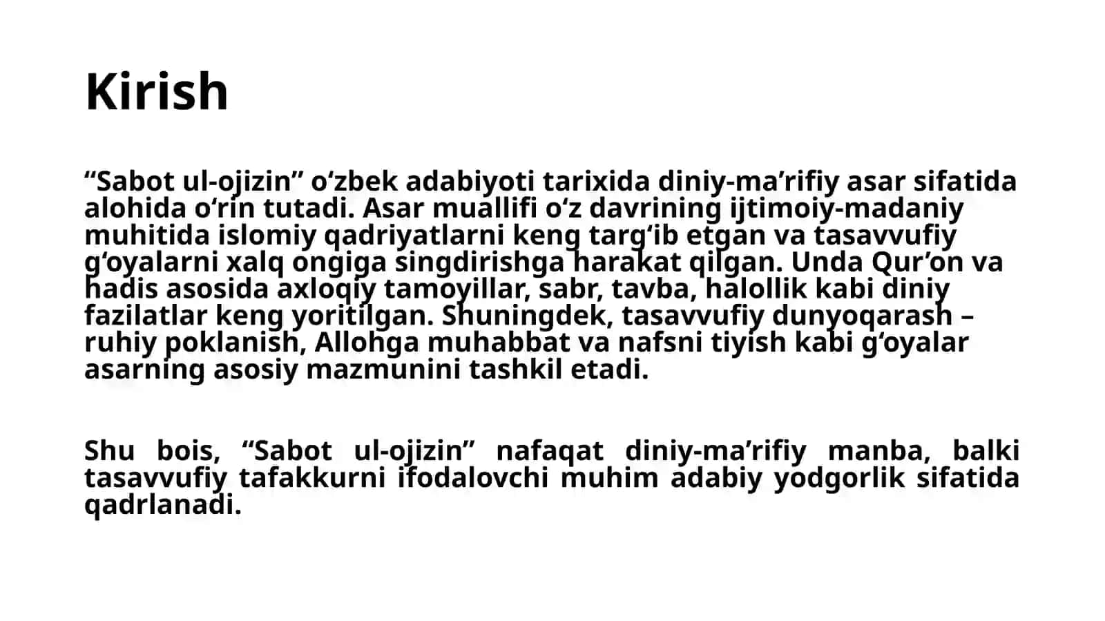 Sabot ul-ojizin 3