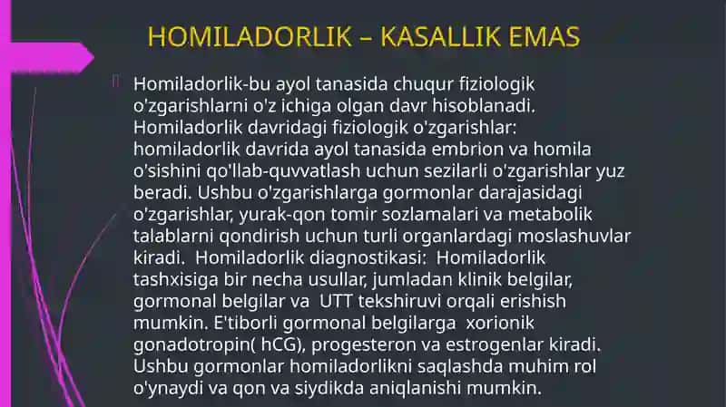 HOMILADOR AYOL ORGANIZMINING FIZIOLOGIK O’ZGARISHLARI 3