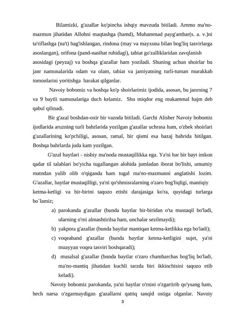 G`azal – mumtoz she`riyatning asosiy janri sifatida 3