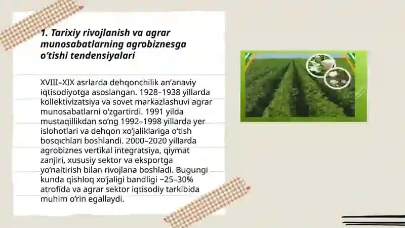 Agrar munosabatlar va agrobiznes o‘rtasidagi bog‘liqlik va rivojlanish tendensiyalari 3