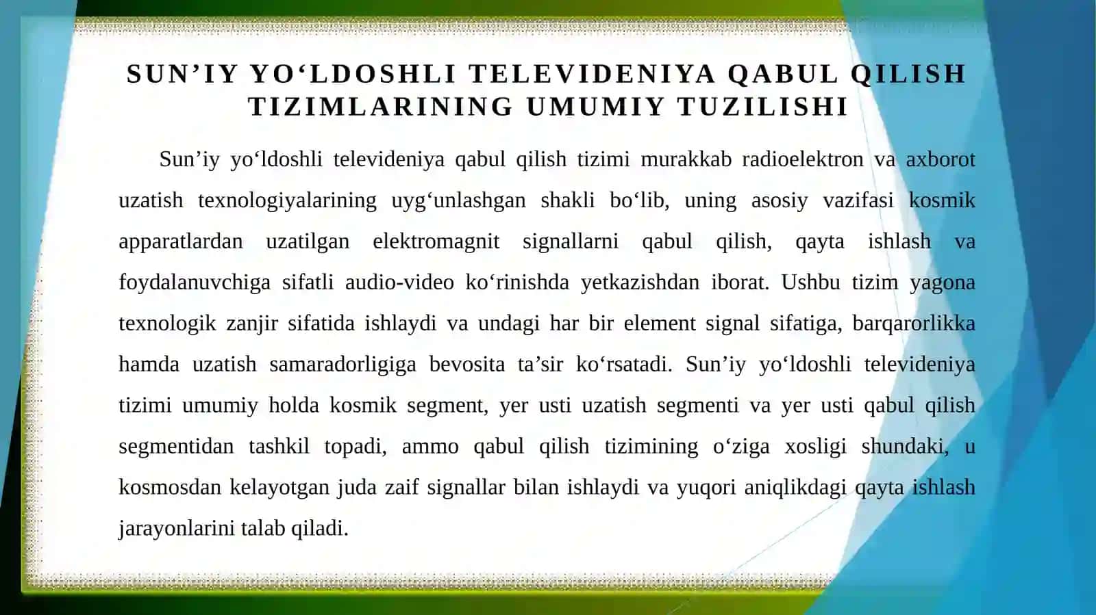 Sunʼiy yoʻldoshli televideniya yer usti qabul qilish qurilmalari 3