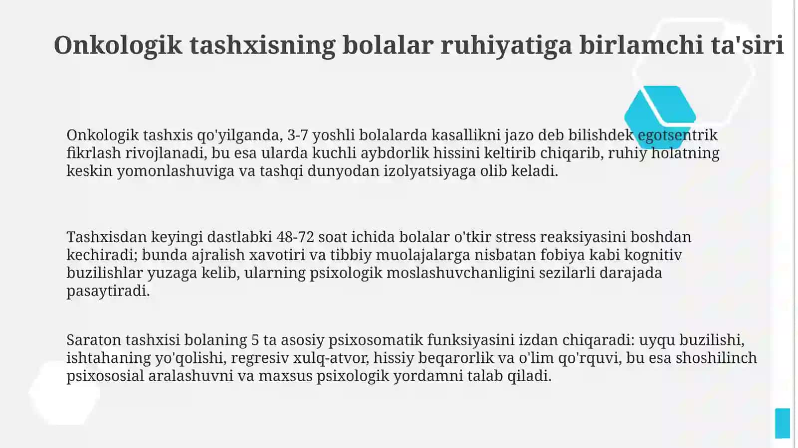 Bolalarda saraton kasalliklari kechishidapsixologikbuzilishlar 3