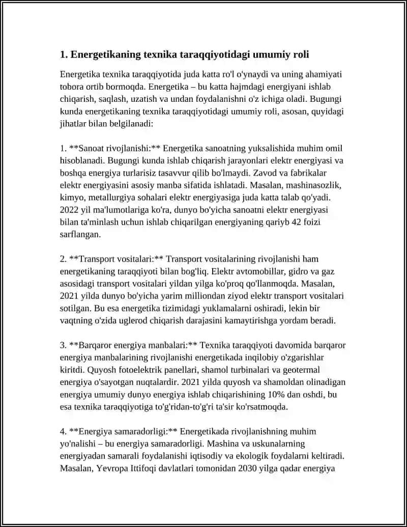 Energetikaning Texnika Taraqqiyotida Umumiy Roli 3
