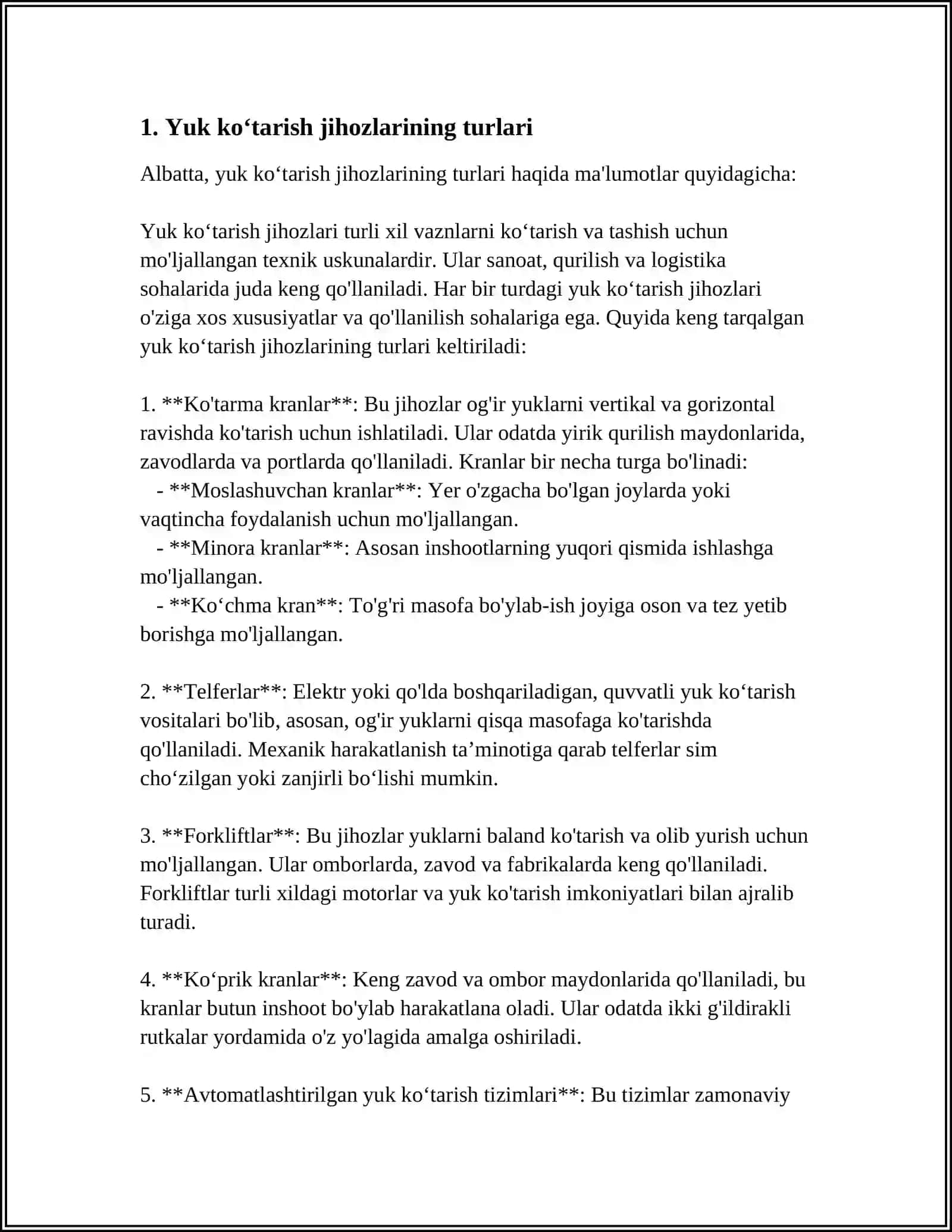 Yuk koʻtarish jihozlarining turlari 3