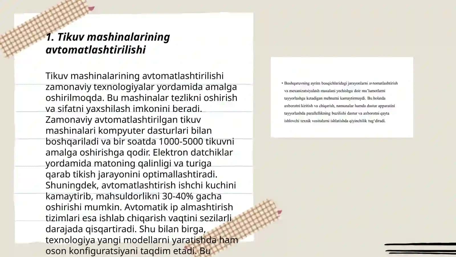 Tikuvchilik korxonalarida texnologik jarayonlarni mexanizatsiyalash va avtomatlashtirish 3