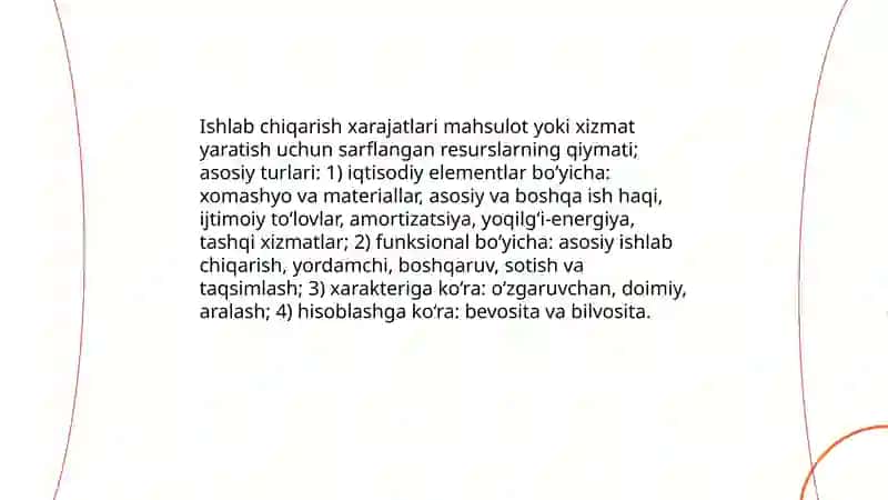 Ishlab chiqarish xarajatlarini hisobga olish va taqsimlash 3