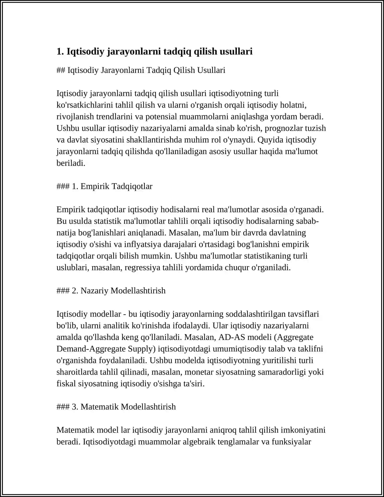 IQTISODIY JARAYONLARNI ILMIY BILISHNING USULLARI 3