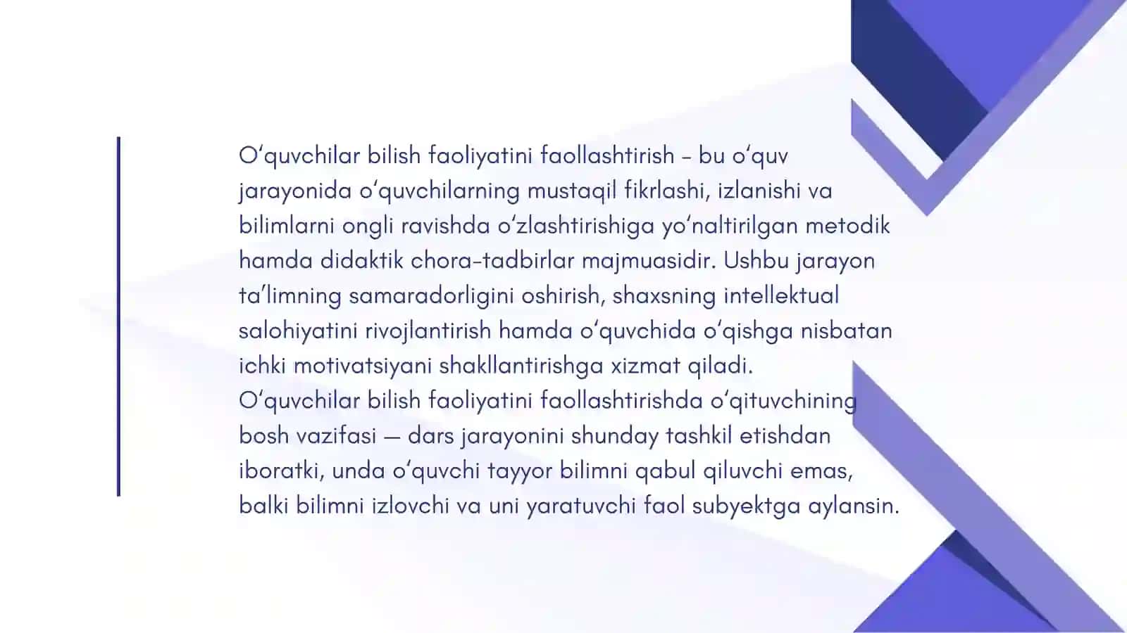 O’quvchilar bilish faoliyatini faollashtirish va jadallashtirish asosidagi pedagogik texnologiya 3