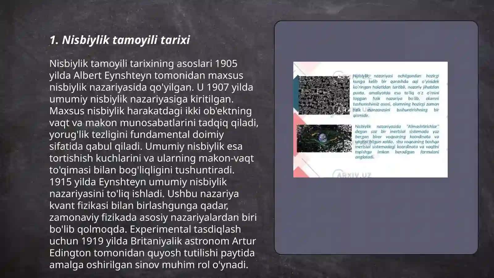 Nisbiylik tamoyili Galiley va Enshteynlarning nisbiylik prinsipi 3