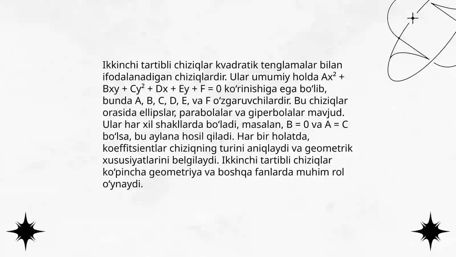 Ikkinchi tartibli chiziqlar 3