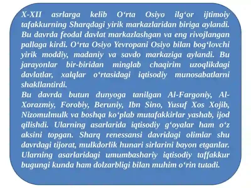 Temuriylar davrigacha va Amir Temur va Temuriylar davridagi iqtisodiy g‘oyalar va iqtisodiy siyosat 3