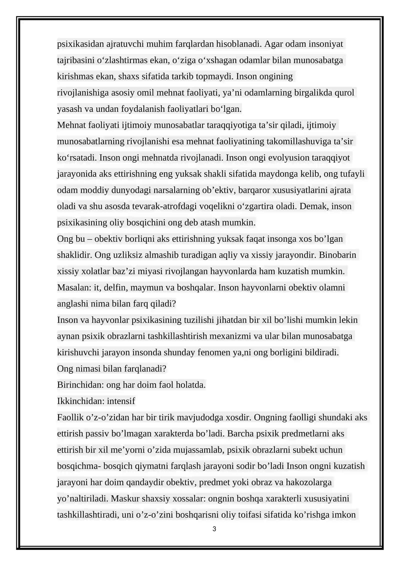 Psixologiyada ong va ongsizlik muammosi 3