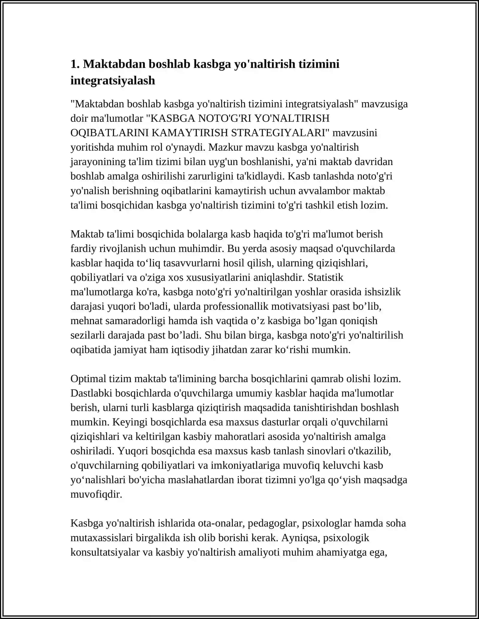 KASBGA NOTO'G'RI YO'NALTIRISH OQIBATLARINI KAMAYTIRISH STRATEGIYALARI 3