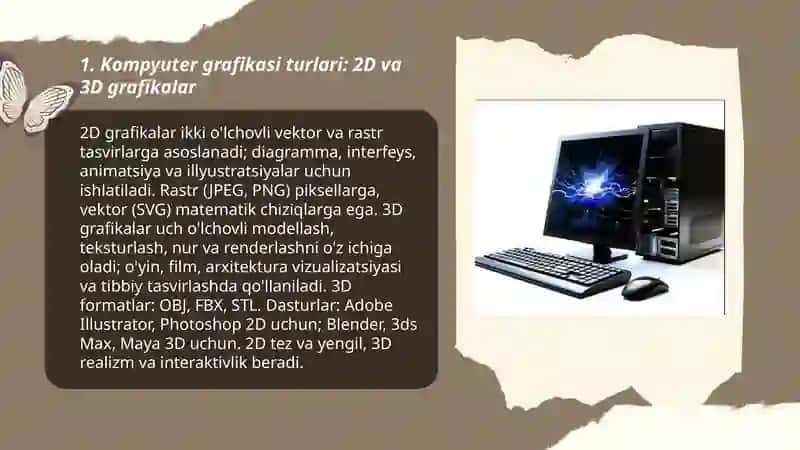 Kompyuter grafikalarining qo'llanilish sohalari va turlari 3