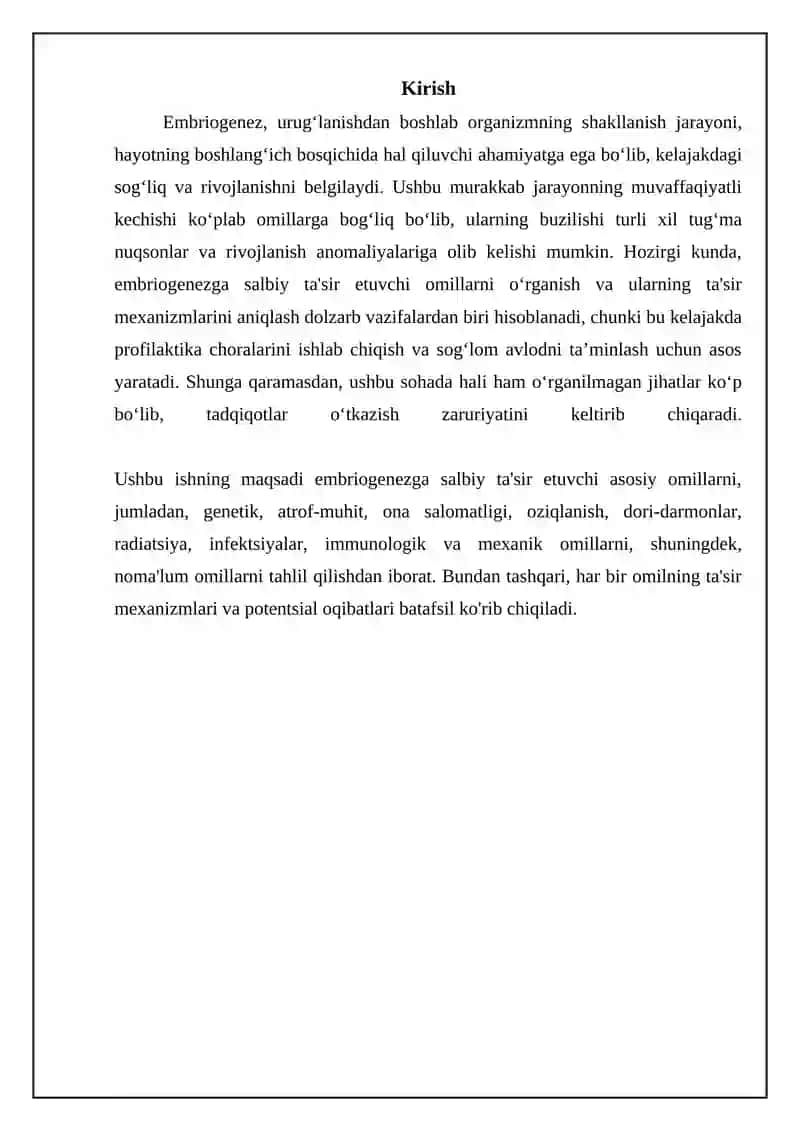 Embriogenezga ta'sir etuvchi salbiy omillar 3