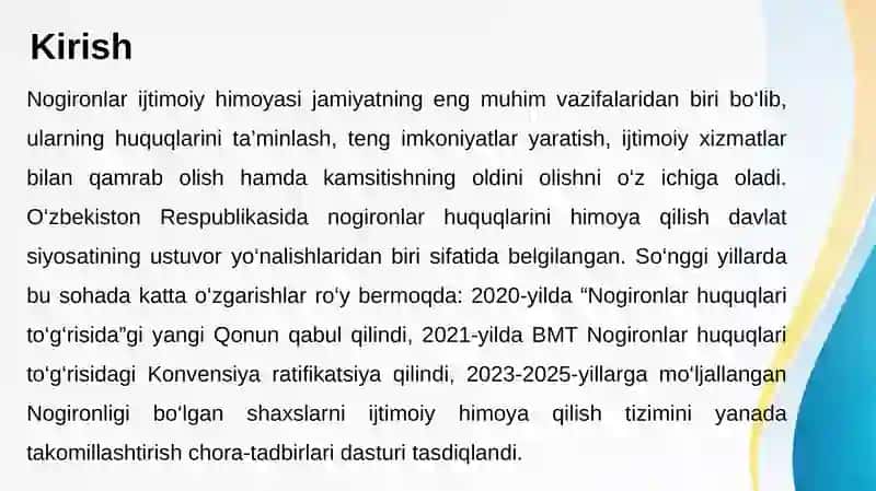 Nogironlarni Ijtimoiy Himoya Qilishda Normativ Huquqiy Hujjatlardan Foydalanish 3