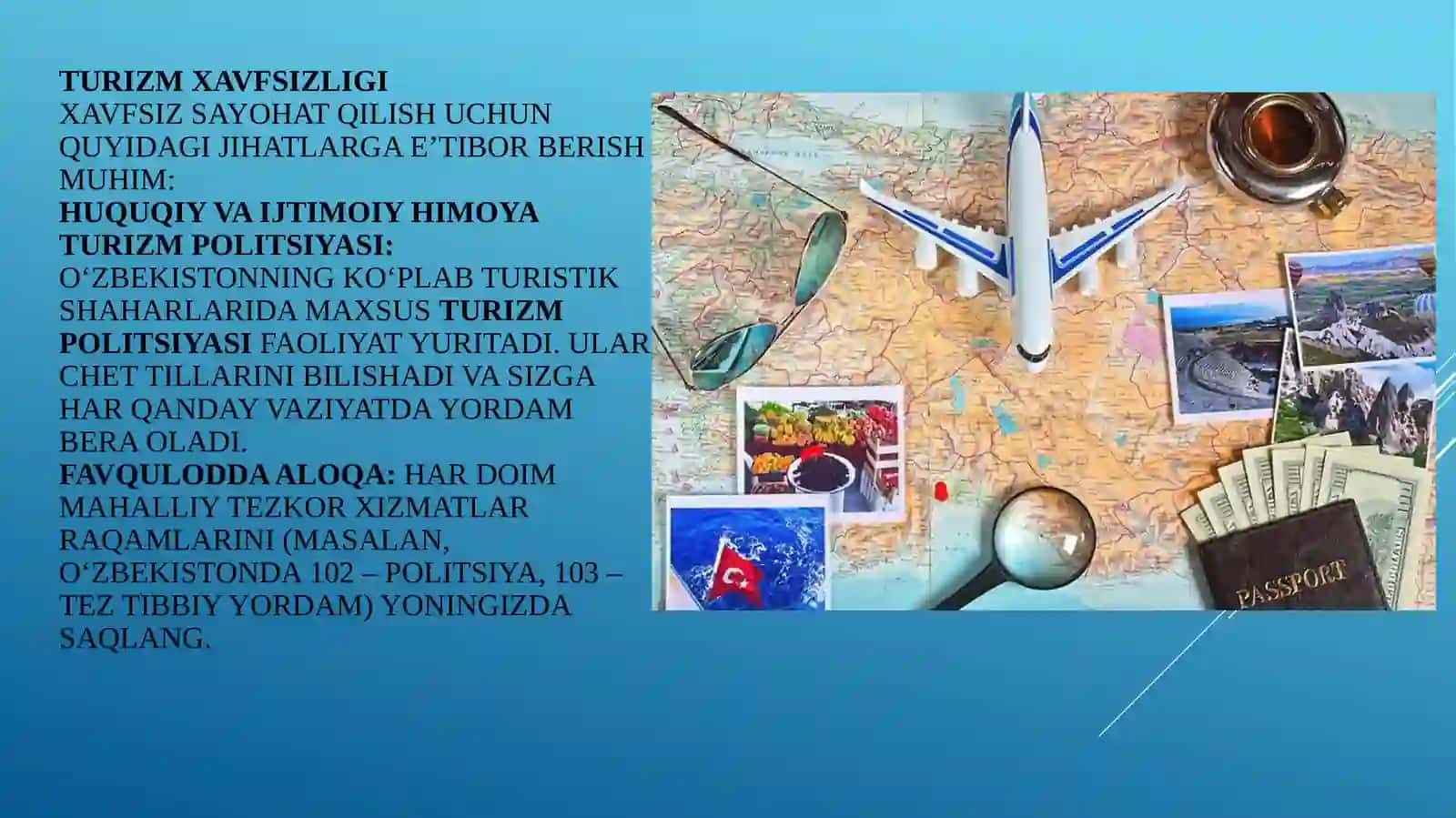 4-kurs 401-guruh talabasi xursa novadil oraning turizm va rekreatsiya fanidan tayyorlagan taqdimoti 3