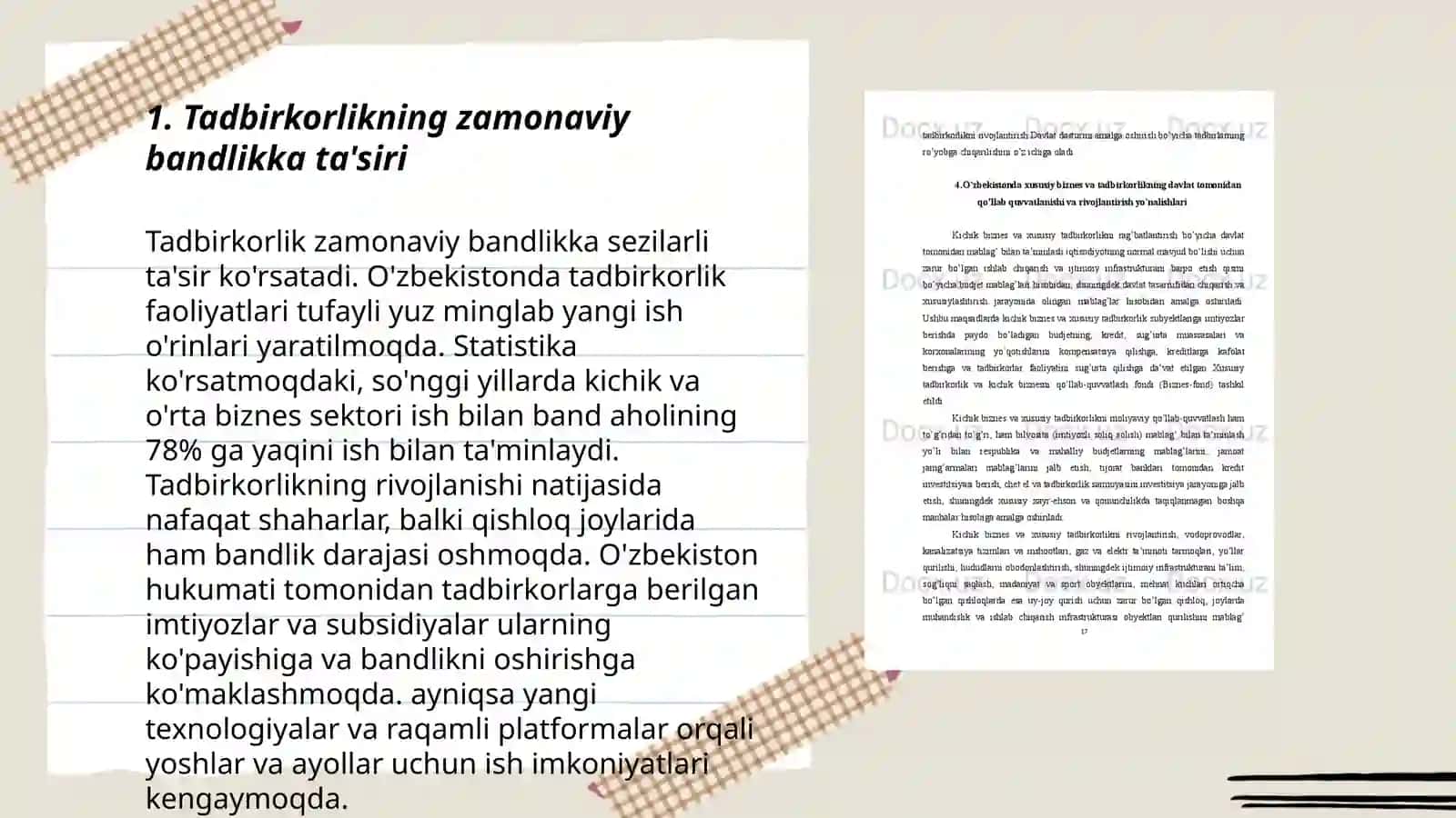 Bandlik Muammosini Hal Etishda Tadbirkorlikning O'rni 3
