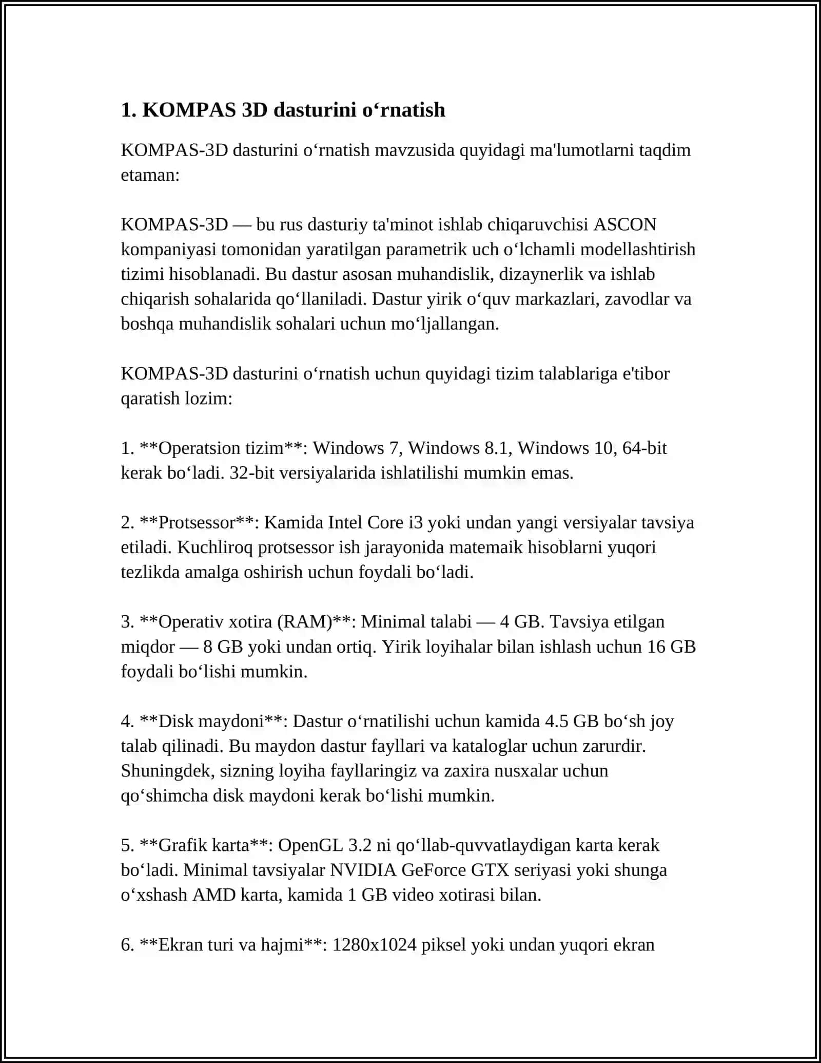 KOMPAS 3D GRAFIK REDAKTIRINI ISHGA TUSHIRISH 3