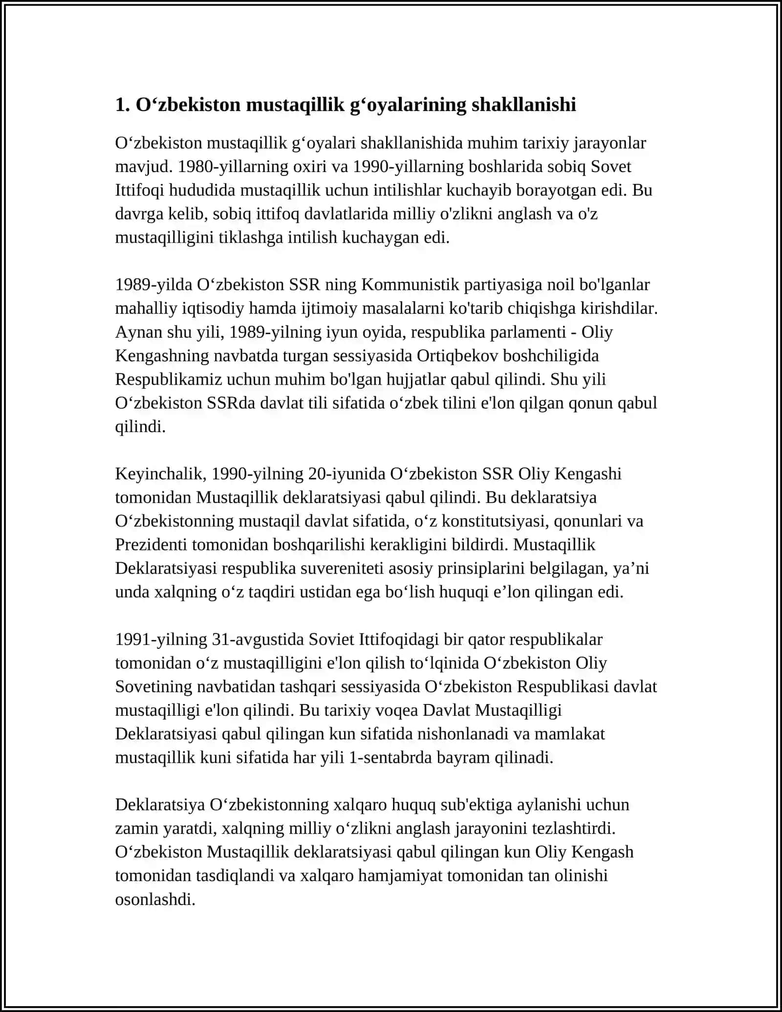 O'ZBEKISTONDA MUSTAQILLIK G'OYALARINING TARIXIY ASOSLARI 3
