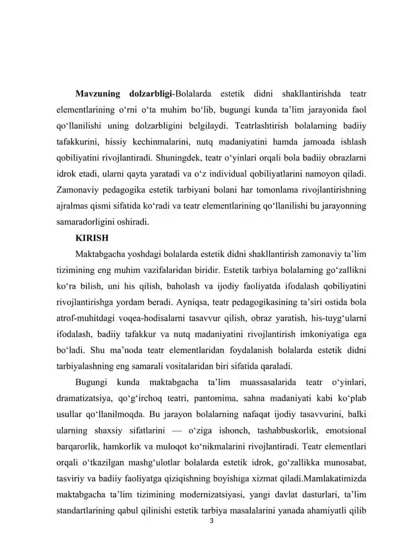 Bolalarning estetik didini shakillantirishda teatr elementlarining o'rni 3