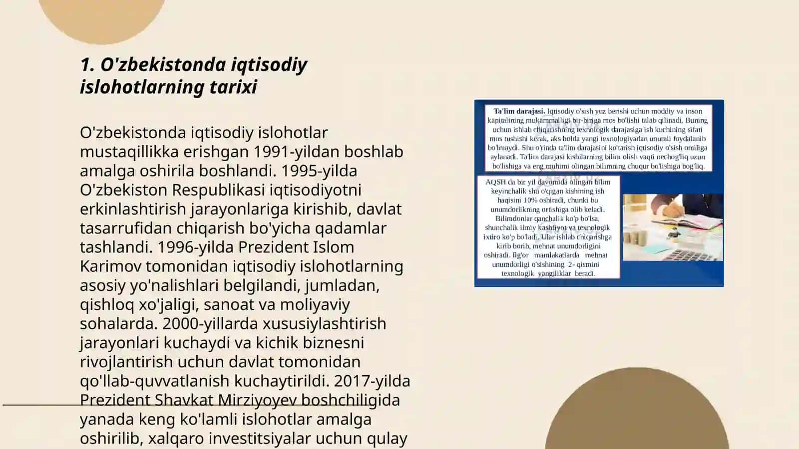 Iqtisodiy Islohotlar Xususiy Mulkchilikning Shakllanishi Ozbekiston Bozor Munosabatlarining Rivojlanishi 3