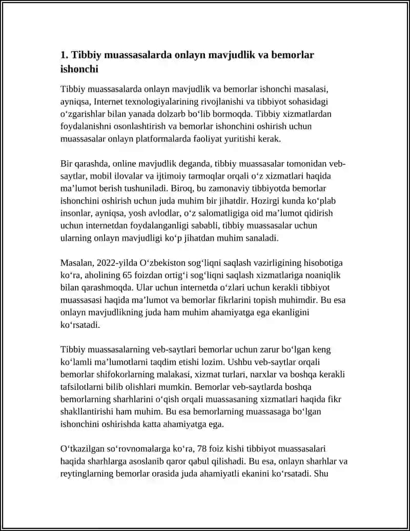 TIBBIYOT SOHASIDA VEB-SAYT YO'NALTIRISHNING DOLZARBLIGI 3