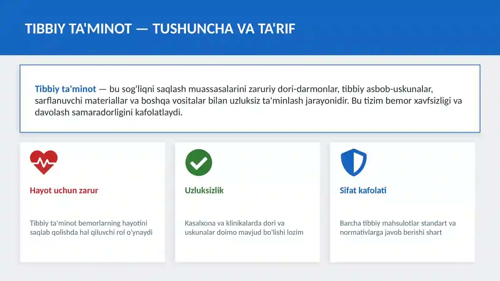 Tibbiy ta'minot va uning asosiy vazifalarini o'rganish 3