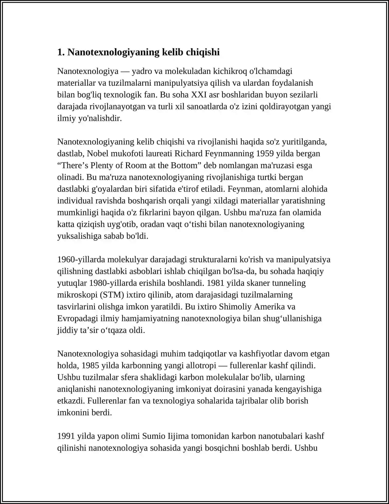 NANOTEXNALOGIYALARI HAQIDA UMUMIY MAʼLUMOT BERISH, YARATISH VA RIVOJLANISHI TARIXINI YORITISH 3