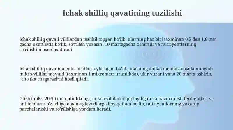 Ichak shilliq qavatining tuzilishi 3