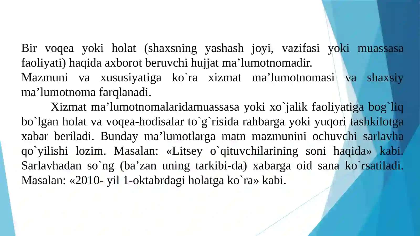Ma’lumot-axborot hujjatlari 3