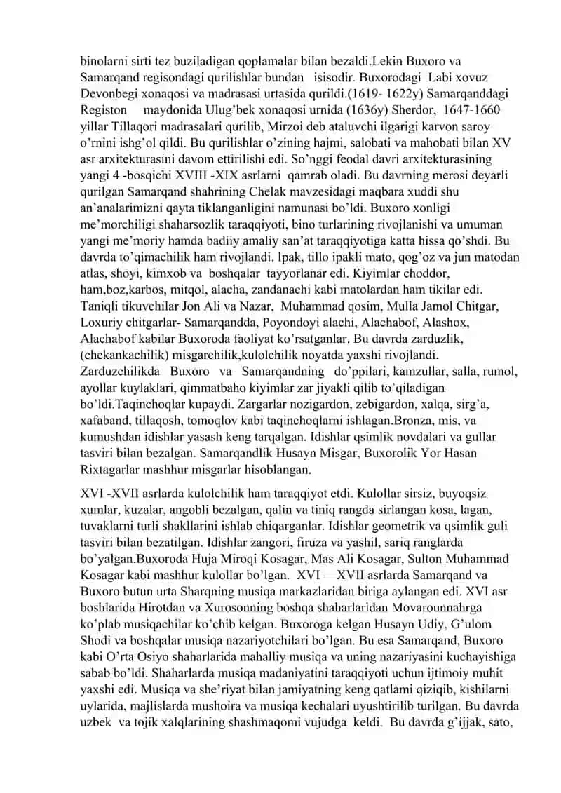 BUXORO XONLIGI VA AMIRLIGI DAVRI MADANIYATI VA SAN'ATI 3