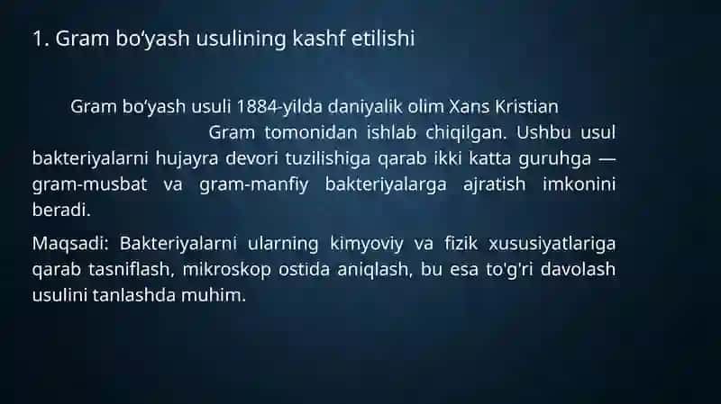 Gram bo‘yash usuli: gram-musbat va gram-manfiy bakteriyalarni ajratish 3