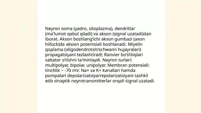 Nervning umumiy fiziologiyasi 3