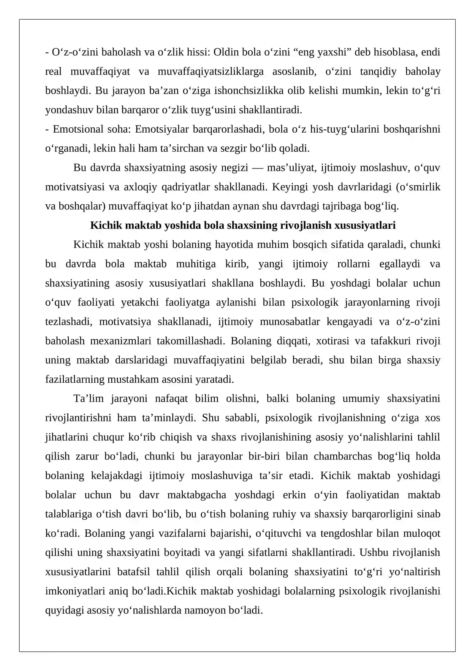 Kichik maktab yoshida bola shaxsining rivojlanish xususiyatlari 3
