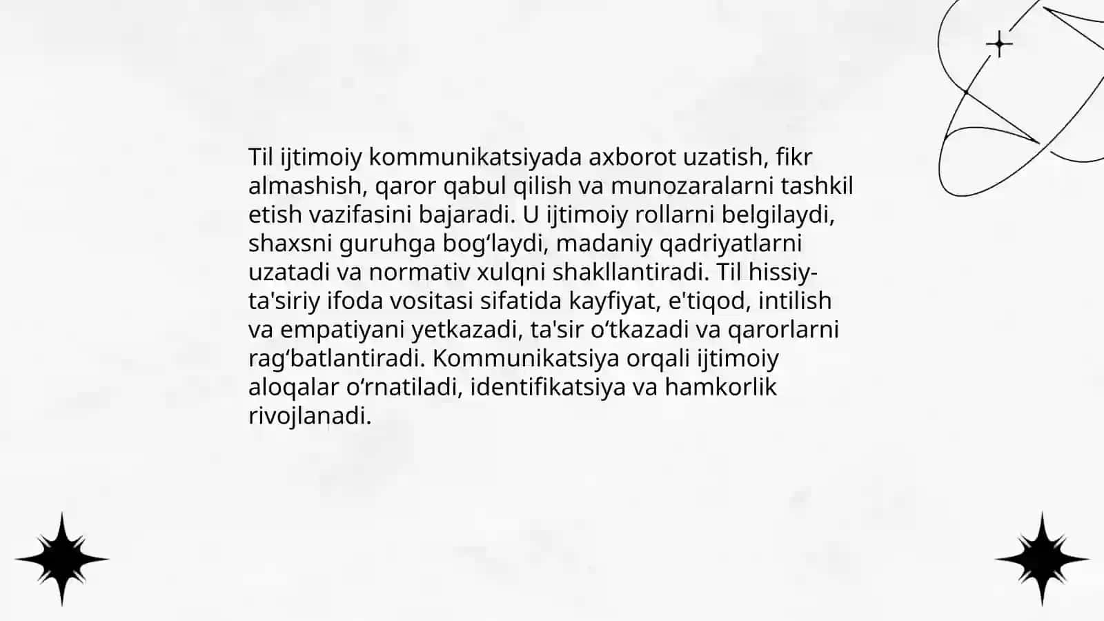 Tilning ijtimoiy vazifalari. Tilning hissiy-ta'siriy tuygʻu ifodalash vositasi 3