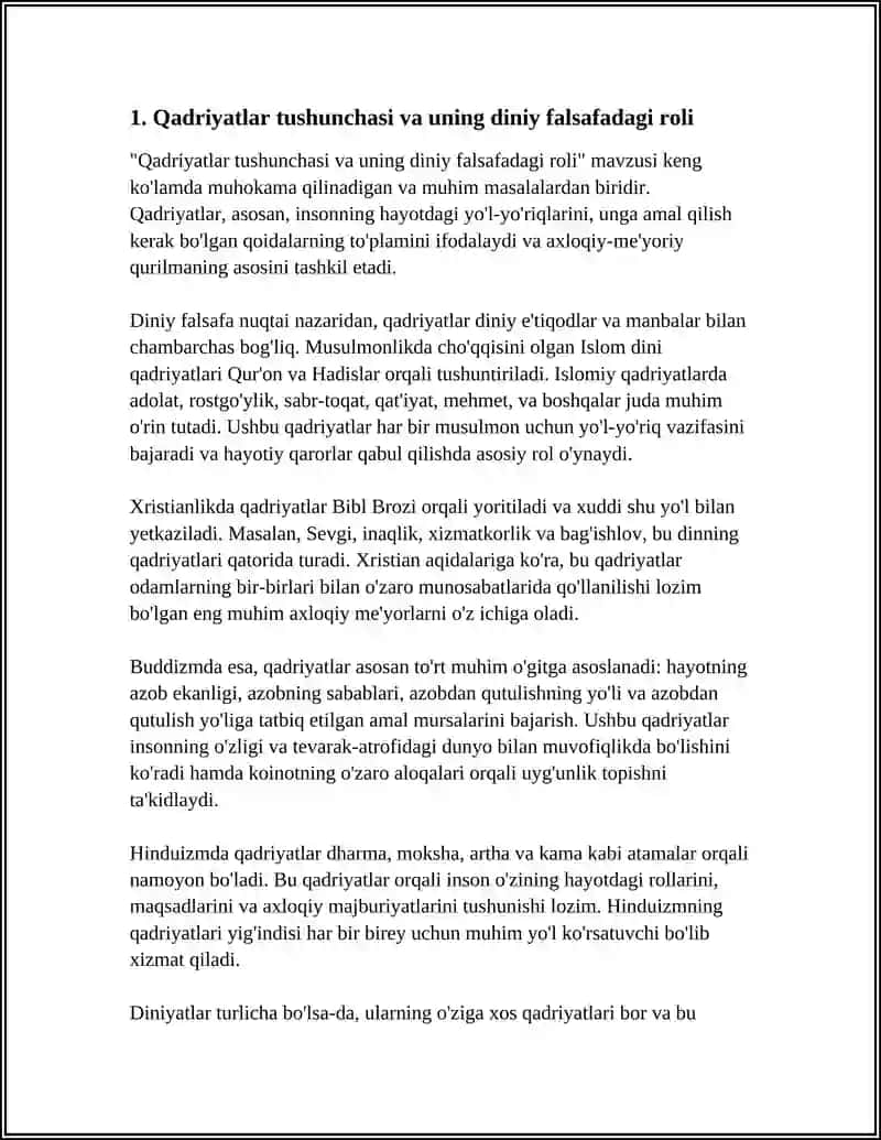 QADRIYATLAR VA DINIY FALSAFA: DINIY QADRIYATLARNING INSON HAYOTI VA JAMIYATDAGI O‘RNI 3