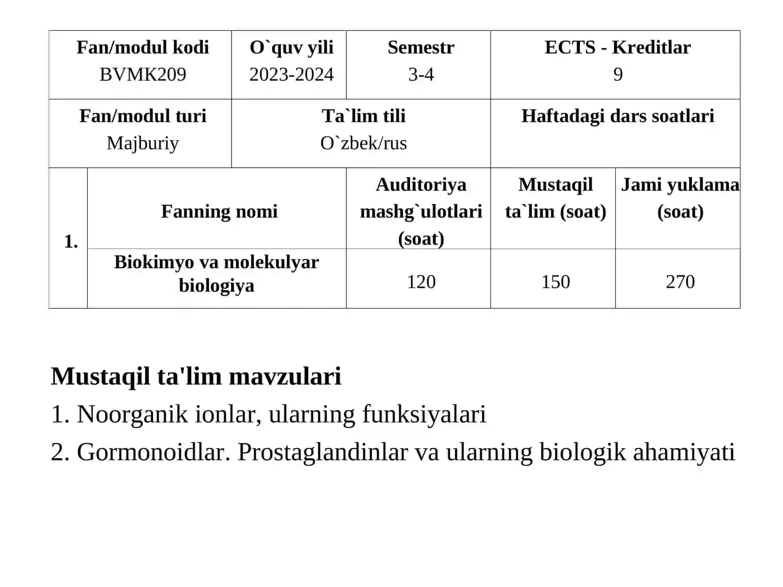 Biokimyo va molekulyar biologiya fanining predmeti va vazifalari 3