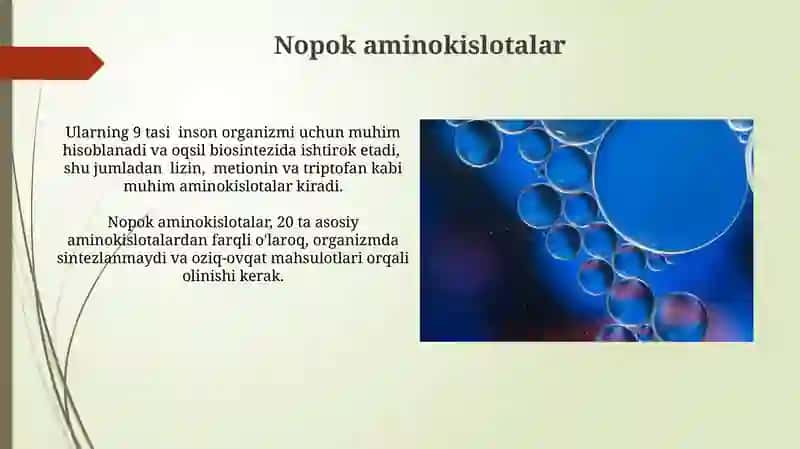 Aminokislotalar. tuzulishi, xossalari va biologik vazifalari 3