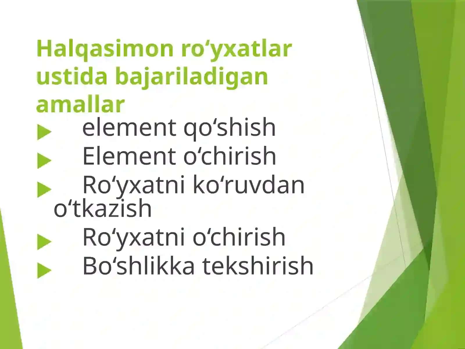 Xalqasimon bog‘langan ro‘yxatlar 3