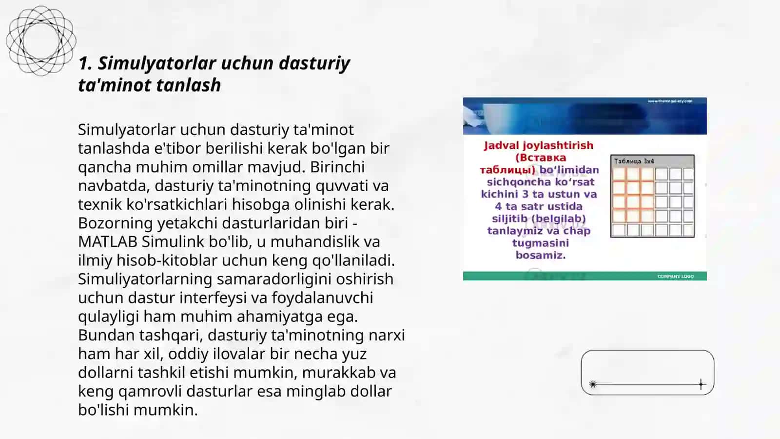 Simulyatotlar bilan ishlash usullaru 3