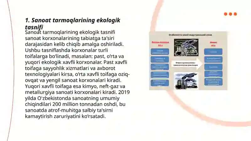 Sanoat tarmoqlari joylashuvi ekologik jihatlari 3