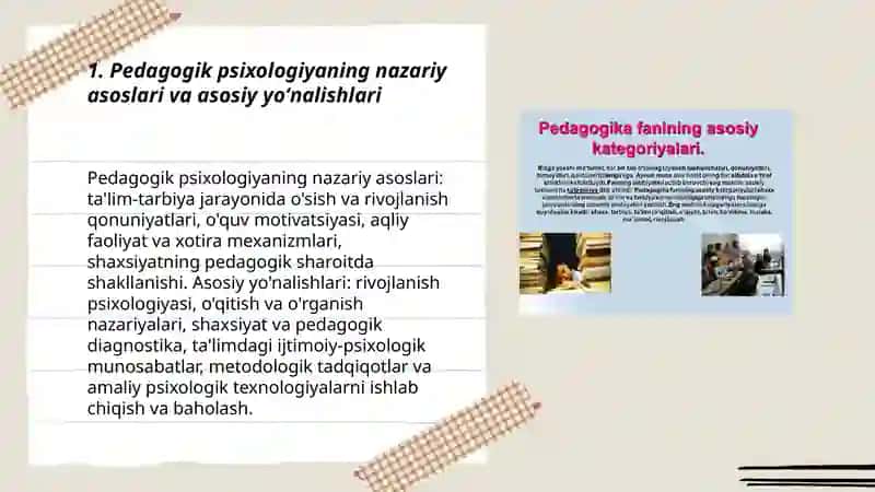 Pedagogik psixologiyasining asosiy yo'nalishlari ilmiy masalalari va vazifalari 3