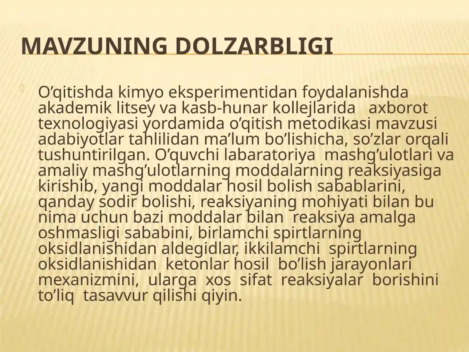 Akademik litseylarda kimyo ekperimentidan foydalanib o'qitish metodikasi 3