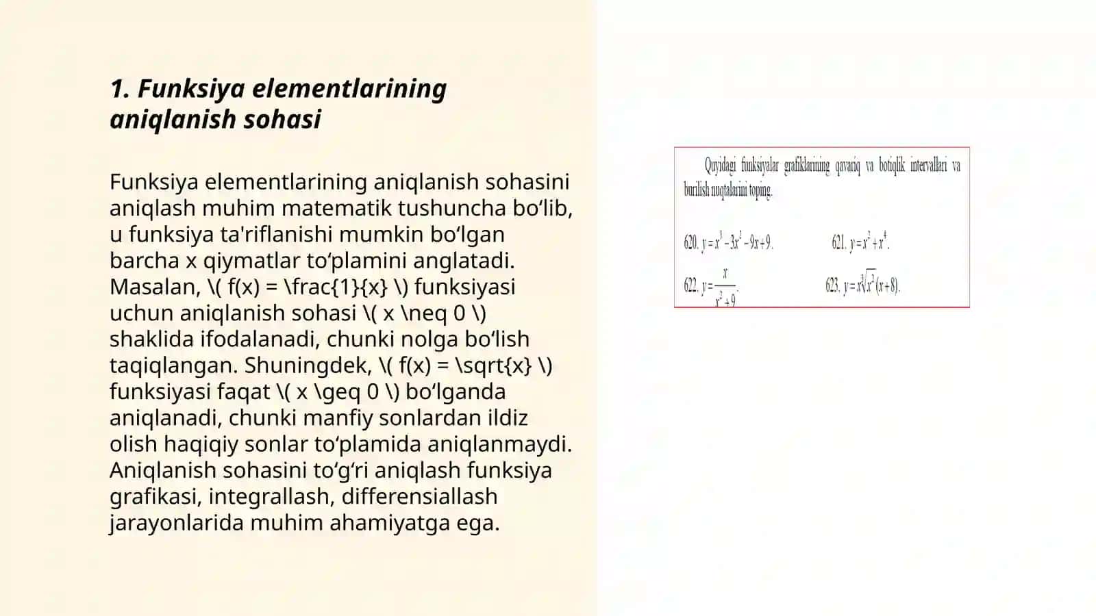 Funksiyaning aniqlanish sohasi 3