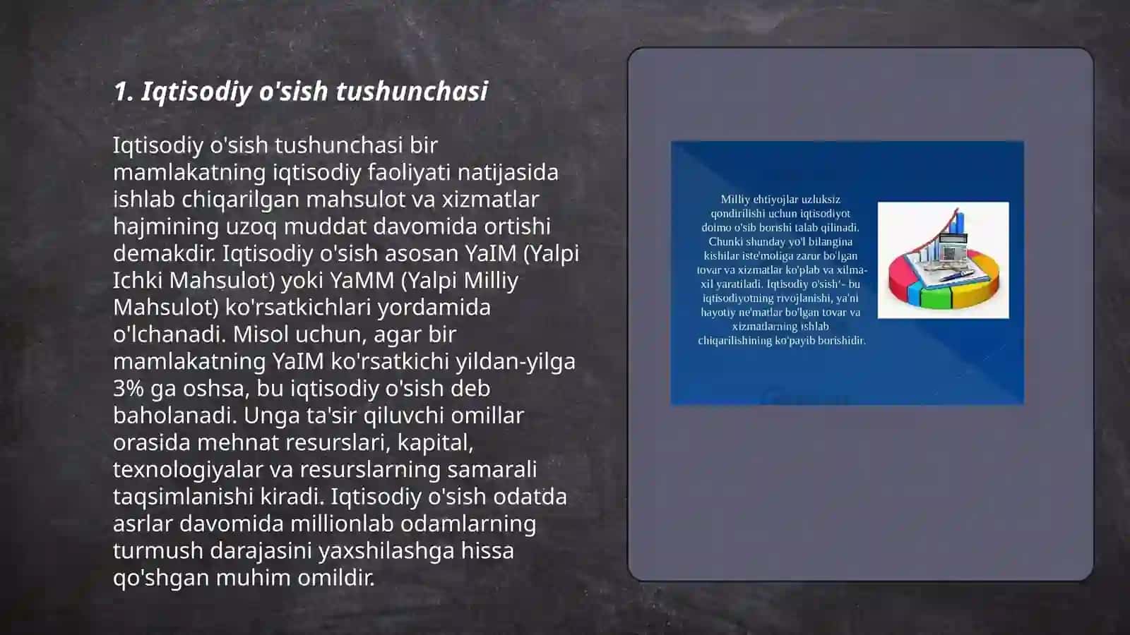 Iqtisodiy o'sishning mohiyati, asosiy tavsifnomasi va modeli 3