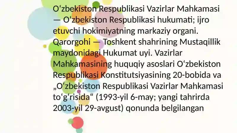 Oʻzbekiston Respublikasi Vazirlar Mahkamasi 3