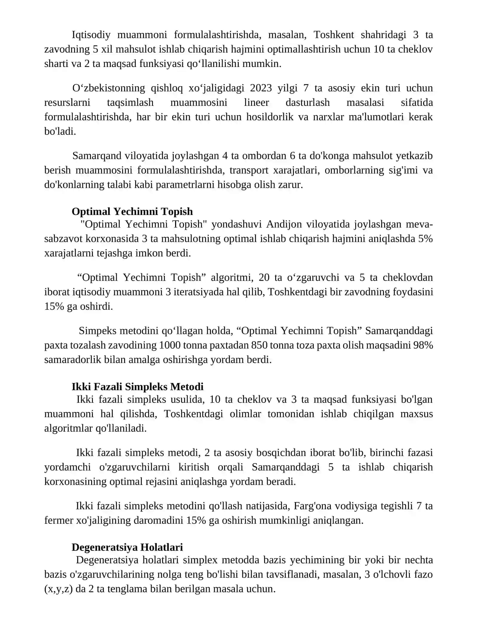Simpleks usuli va Dual Simpleks Metodi 3