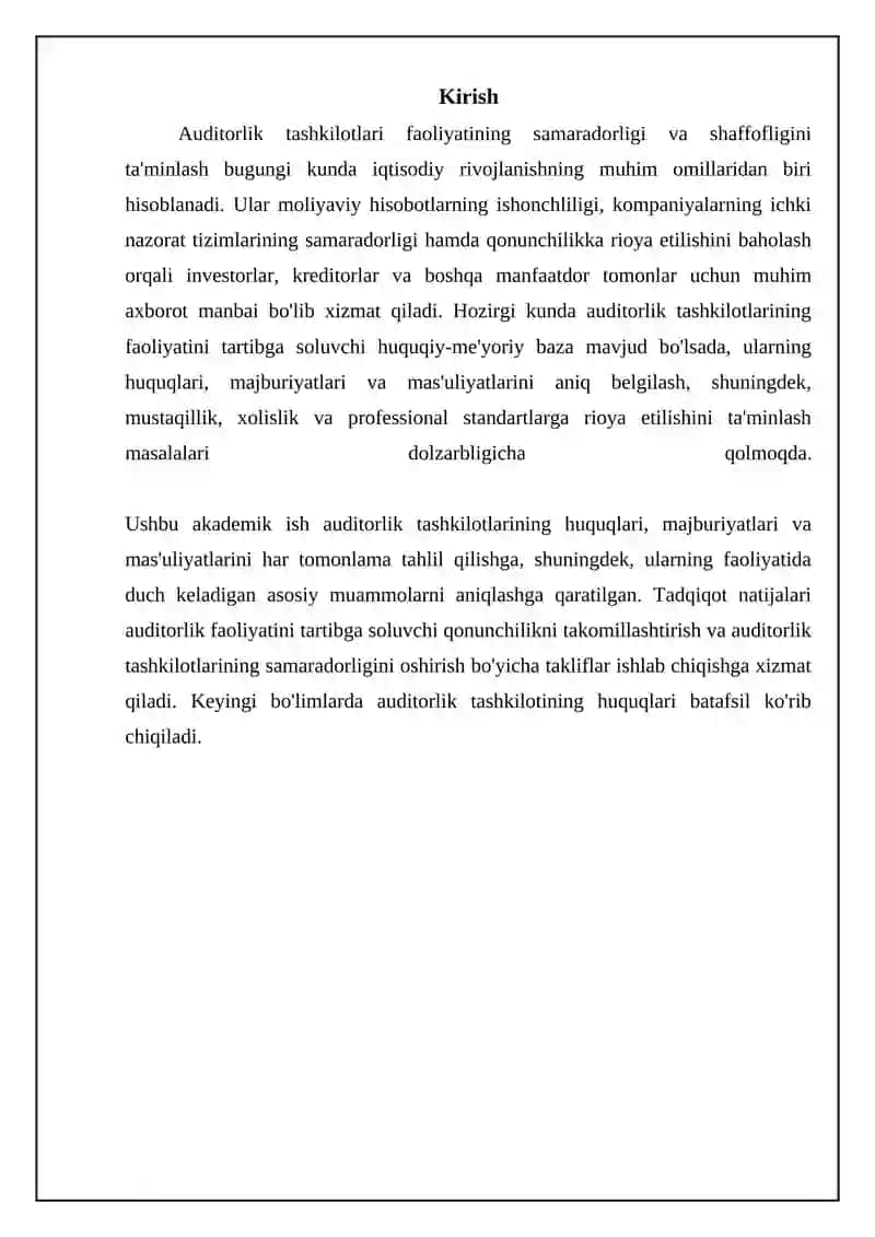 Auditorlik tashkilotlarining huquqlari va majburiyatlari 3