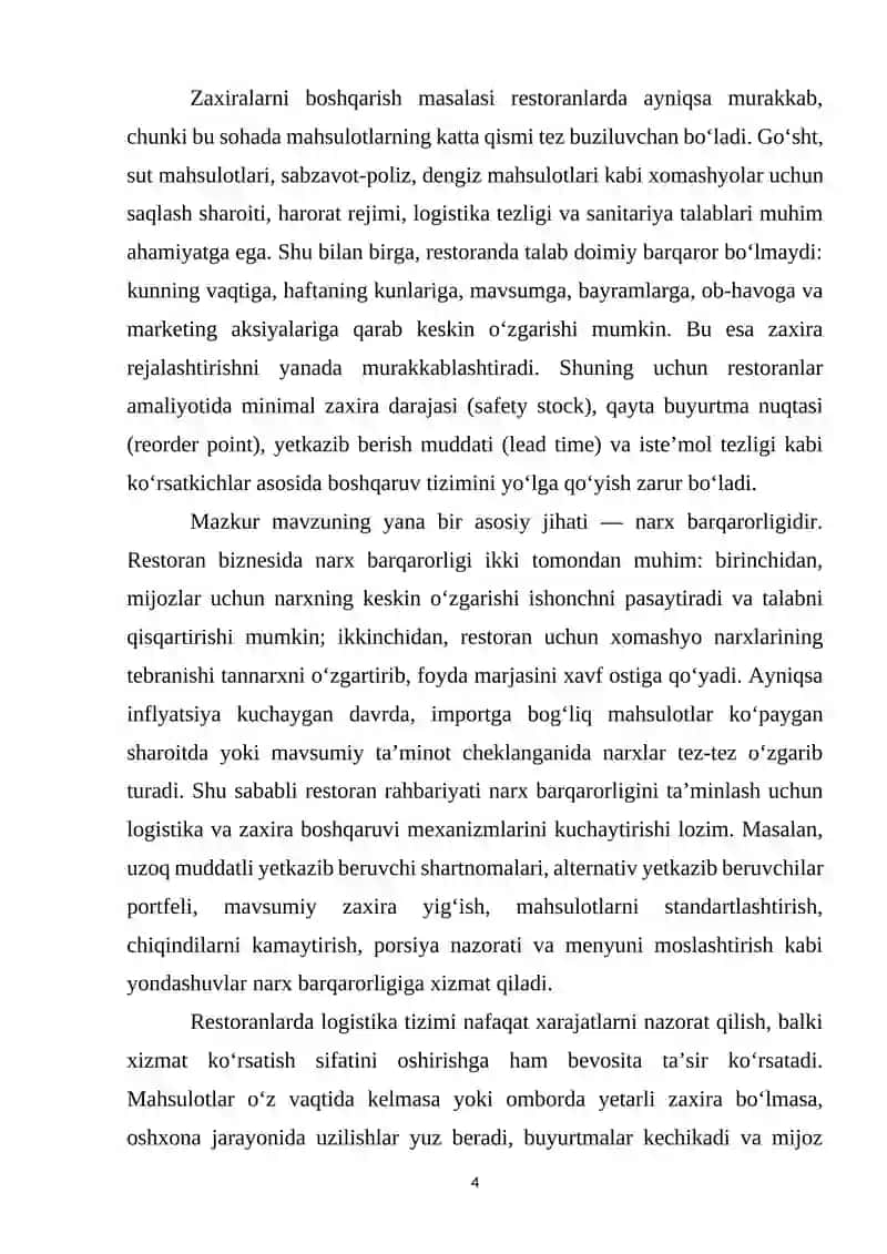 Restoranlarda logistika tizimi: zaxiralarni boshqarish va narx barqarorligi 3